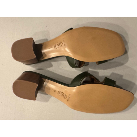MARGAUX The MX 35 Olive Calf Leather Block Heel Sandals Size 11 - Picture 5 of 11
